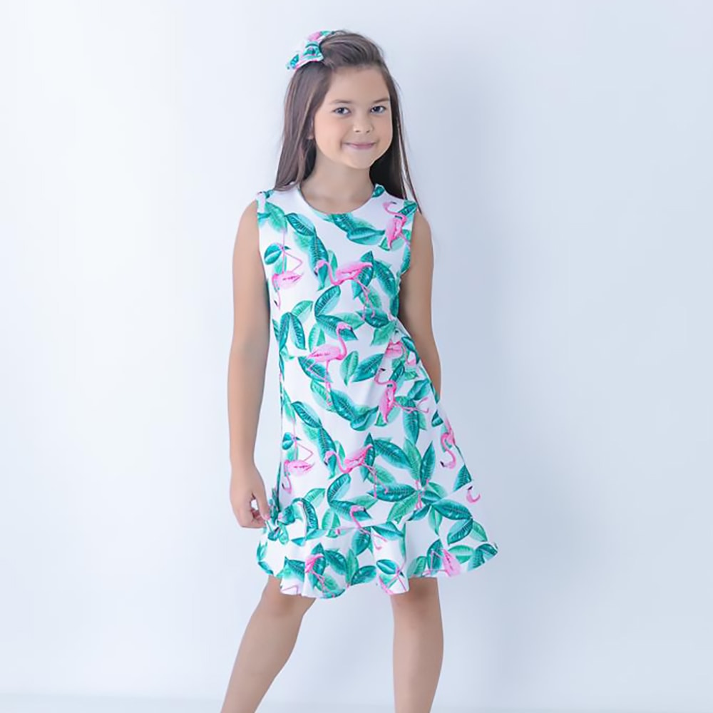 Vestido infantil estampa sales flamingo