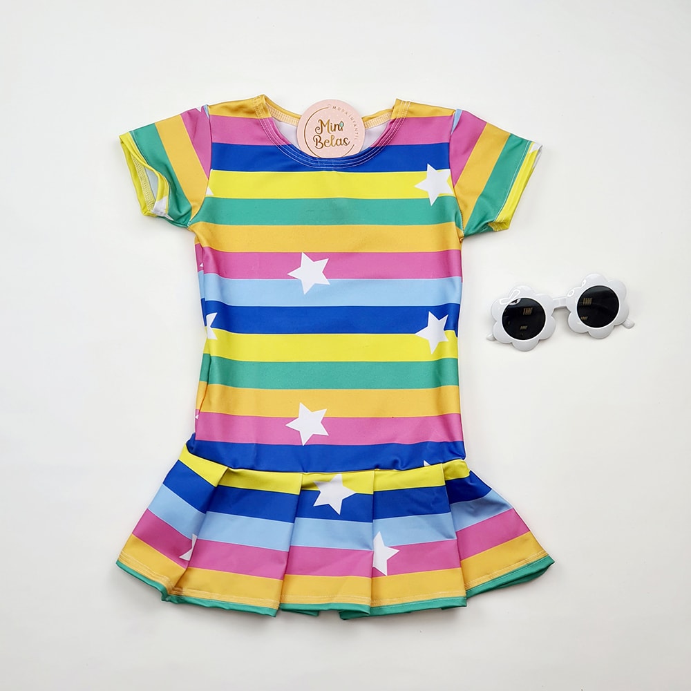 Vestido infantil hot sale listrado colorido