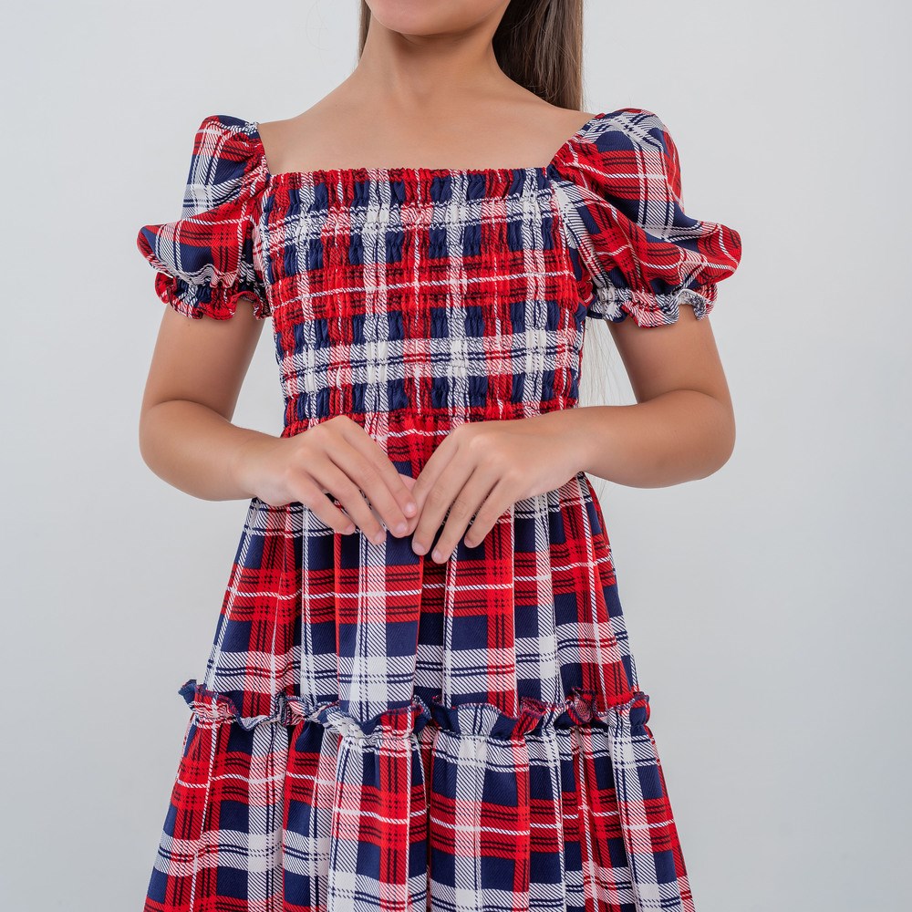 Vestido infantil xadrez vermelho junino - Mini Belas