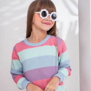 Produto Blusa tricot infantil listrada lilás