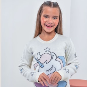 Blusa tricot infantil unicórnio estrela