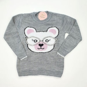 Produto Blusa tricot infantil urso óculos