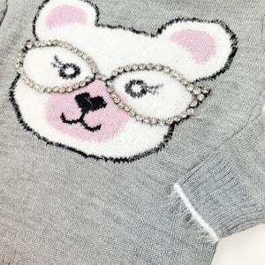 Blusa tricot infantil urso óculos