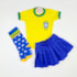 Conjunto infantil copa Brasil saia azul