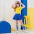Conjunto infantil copa Brasil saia azul