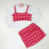 Conjunto infantil pied poule rosa 3 peças