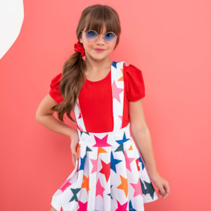 Conjunto infantil salopete estrelas