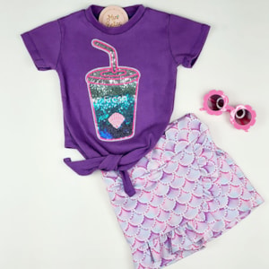 Conjunto infantil short saia sereia