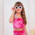 Conjunto infantil veludo rosa