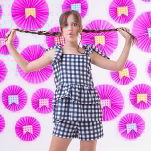 Conjunto Infantil Xadrez Junino Peplum