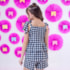 Conjunto Infantil Xadrez Junino Peplum