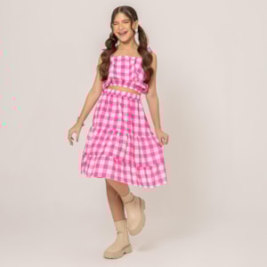Conjunto Infantil Xadrez Rosa