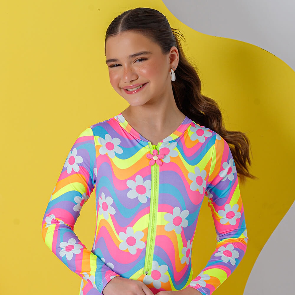 Maiô infantil Florido Neon - Mini Belas