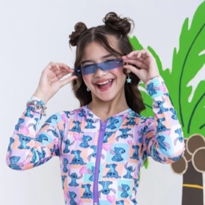 Maiô infantil Stitch Zíper Colorido