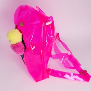 Mochila infantil sorvete rosa neon