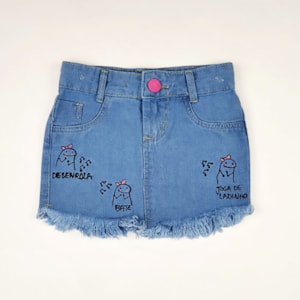 Saia jeans infantil desenho