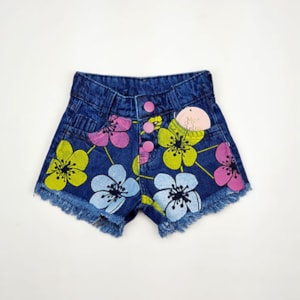 Short jeans infantil florido