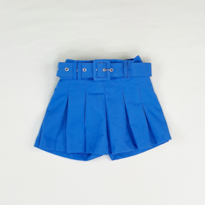 Short saia infantil com cinto azul