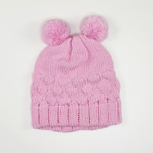 Touca tricot infantil rosa claro