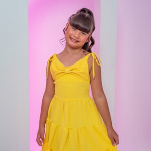 Vestido infantil Amarelo Festa Laço