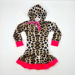 Vestido infantil animal print manga longa