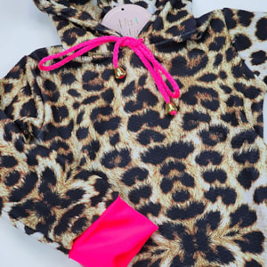 Vestido infantil animal print manga longa