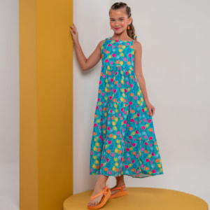 Vestido infantil azul sorvete