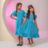 Vestido infantil azul turquesa