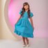 Vestido infantil azul turquesa