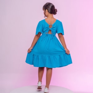 Vestido infantil azul turquesa