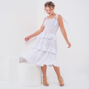 Vestido infantil branco babados