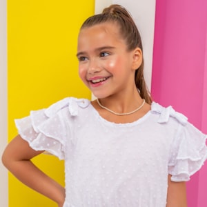 Vestido infantil branco mini poá