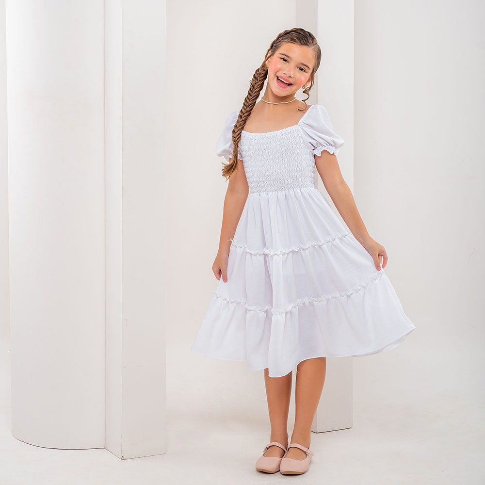 Vestido branco rodado shops infantil