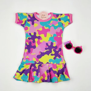 Vestido infantil camuflado colorido