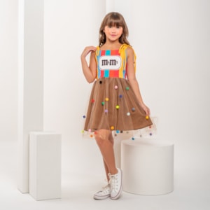 Vestido infantil chocolate MM Vestido infantil chocolate MM