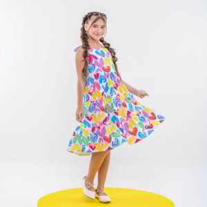 Vestido infantil corações coloridos Vestido infantil corações coloridos