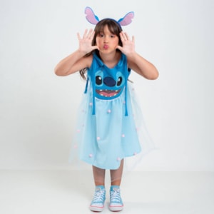 Vestido infantil Fantasia Stitch