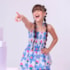 Vestido infantil flores azul