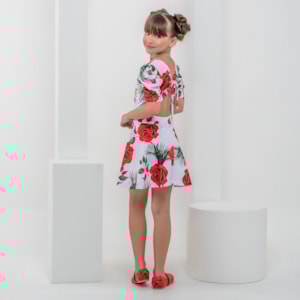 Vestido infantil gode rosas vermelhas