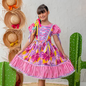 Vestido infantil junino floral amarelo Vestido infantil junino floral amarelo