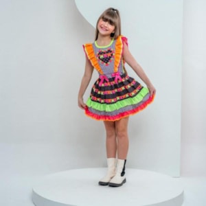 Vestido infantil junino neon