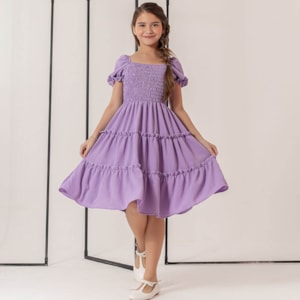 Vestido infantil lilás rodado