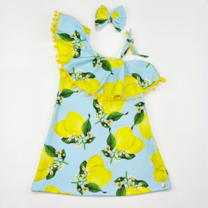 Vestido infantil limão com laço