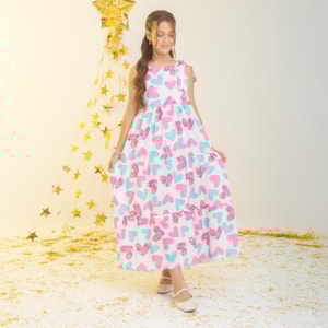 Vestido infantil Longo Corações