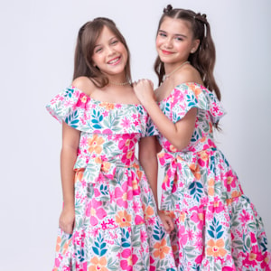 Vestido infantil Ombro Babado Florido