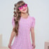 Vestido infantil pied poule rosa