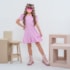 Vestido infantil pied poule rosa