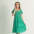 Vestido infantil rodado verde tiffany