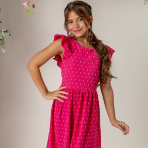 Vestido infantil rosa mini poá