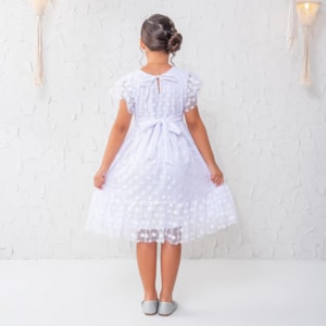 Vestido infantil Tule Poá Branco